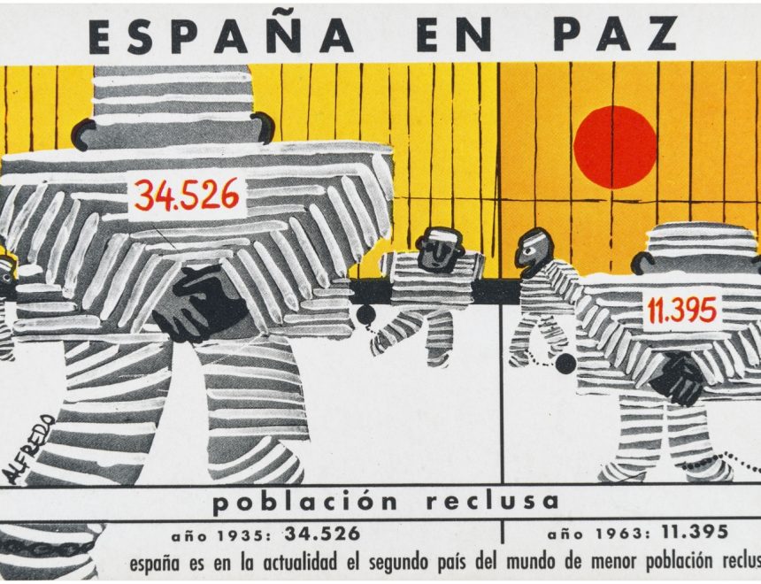 Población reclusa en España. Tarjeta postal conmemorativa de los XXV Años de Paz, 1964